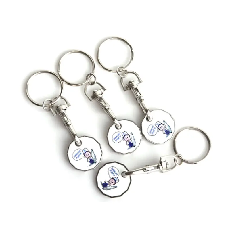 Fast Delivery Factory Price Wholesale Shopping Trolley Pound Coin Token Key Ring, Supermarket Locker Coin Trolley Token Keyrings