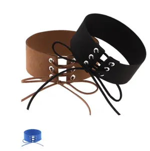 Krijgen de Look-Kim K Tie Up Choker-Zwart, Tan, rood, bruin, roze, Koningsblauw Classic Chokers voor Vrouwen en Meisjes