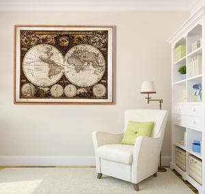 Mapa antiguo arte pintura al óleo sobre lienzo Enmarcado Arte de La Pared Pintura de la Lona Decoración - Product Image 1
