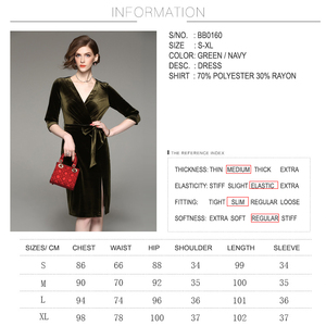 Venta al por mayor de moda de <span class=keywords><strong>terciopelo</strong></span> de cuello en V de media manga fiesta sexy noble vestido de las mujeres - Product Image 6