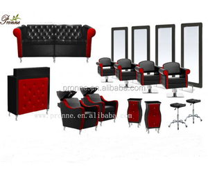 Conjunto de salón de belleza, escritorio de recepción de spa trin, color rojo y negro - Product Image 1