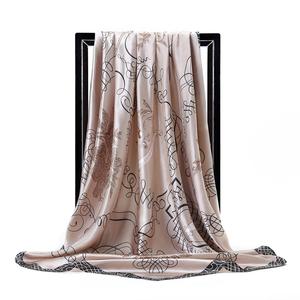Sciarpa di moda per donna con stampa di seta Hijab sciarpe da donna da 90cm * 90cm di lusso di marca quadrata scialli di raso per donna - Product Image 4