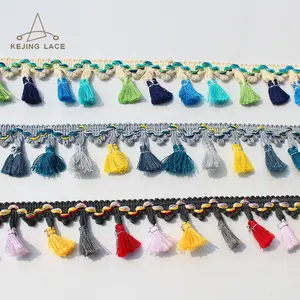 Adornos de flecos de algodón y poliéster de ganchillo multicolor al por mayor para decoración de prendas de vestir textiles para el hogar