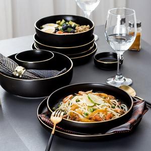 Premier choix créatif nordique fine noir traçage or dîner en porcelaine <span class=keywords><strong>ensemble</strong></span> de vaisselle - Product Image 2