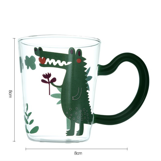 Tazza a forma di unicorno per bambini colore rosso con manico a forma di dinosauro Tazza a forma di unicorno per bambini colore rosso con manico a forma di dinosauro