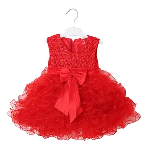 Al por mayor de alta calidad de diseño de moda los niños fiesta de cumpleaños noche vestido niño pequeño vestido de princesa para bebé niña