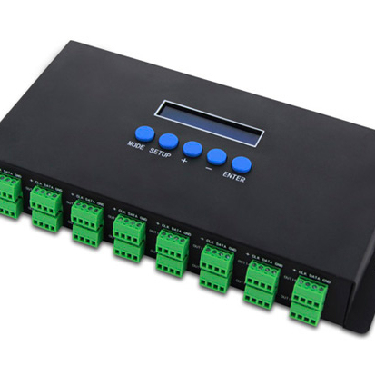 5440 pixels 3A X 16CH DC5-DC24V large project Ethernet-SPI/DMX pixel light controller With LCD display