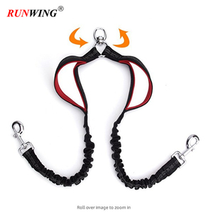 Perro doble correas con dos asas acolchadas-No enredo correa de perro acoplador cómodo de absorción de choque reflectante Bungee de plomo - Product Image 2