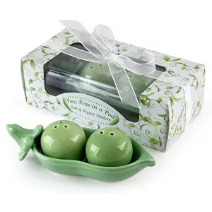Wedding Favors Two Peas in a Pod Ceramic Salt and Pepper Shaker