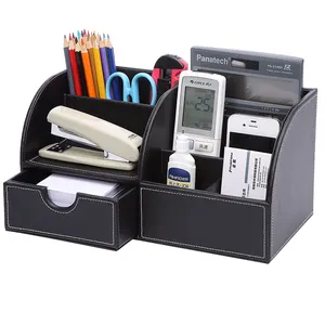 De gros accessoires de bureau organisateur-Conteneur de stylo en cuir PU multifonctionnel, 1 unité, organisateur de bureau