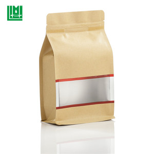 Papier Kraft fond plat ziplock fruits secs pommes de terre chips emballage sacs pochettes avec fenêtre pour <span class=keywords><strong>la</strong></span> nourriture - Product Image 4