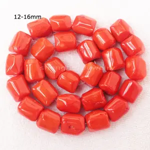 Nugget Trommel geformt Orange Red Coral Beads