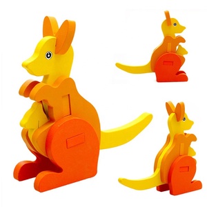 Tùy Chỉnh Tự Làm Trẻ Em Phim Hoạt Hình Đầu Giáo Dục Khối Xây Dựng Bằng Gỗ 3D Động Vật Câu Đố - Product Image 2