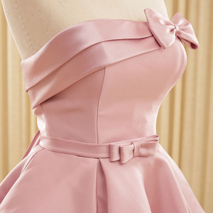 RSM66144 Real desnuda satin bow homecoming vestido de última moda vestido de noche corto vestido de fiesta corsé - Product Image 6