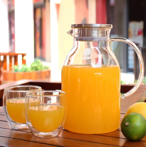Glass Water Jug With Steel Lid Glass Carafe Beverage Glassware Glass Water Carafe