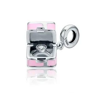 Popular Style Qings Zircon Charms OEM/ODM Sterling Silver Pink Charm Pendant For Girls