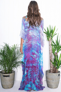 Caftan <span class=keywords><strong>en</strong></span> soie à imprimé floral, vente <span class=keywords><strong>en</strong></span> gros, <span class=keywords><strong>robe</strong></span> Katfan, caftans - Product Image 3
