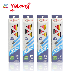 Crayons à <span class=keywords><strong>dessin</strong></span> triangulaires en bois de peuplier de qualité supérieure Yalong, lot de 12 pièces/boîte, crayons standard pour croquis avec gomme - Product Image 2