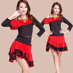 BestDance Latin <span class=keywords><strong>Salsa</strong></span> Tango Rumba Cha Vestido de baile de salón Falda de entrenamiento y camisa Top Práctica de yoga - Product Image 1