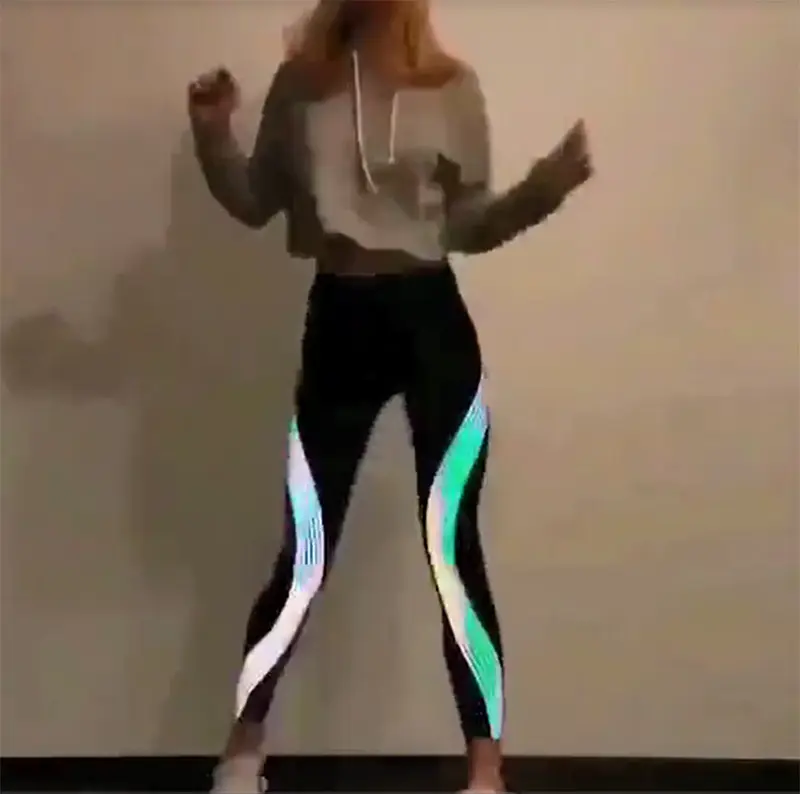 Quần Legging Phản Quang 2022 Glow In The Dark Night Light Stripes Laser Fitness Quần Yoga Quần Bó Thể Thao Quần Áo Thể Thao Nữ