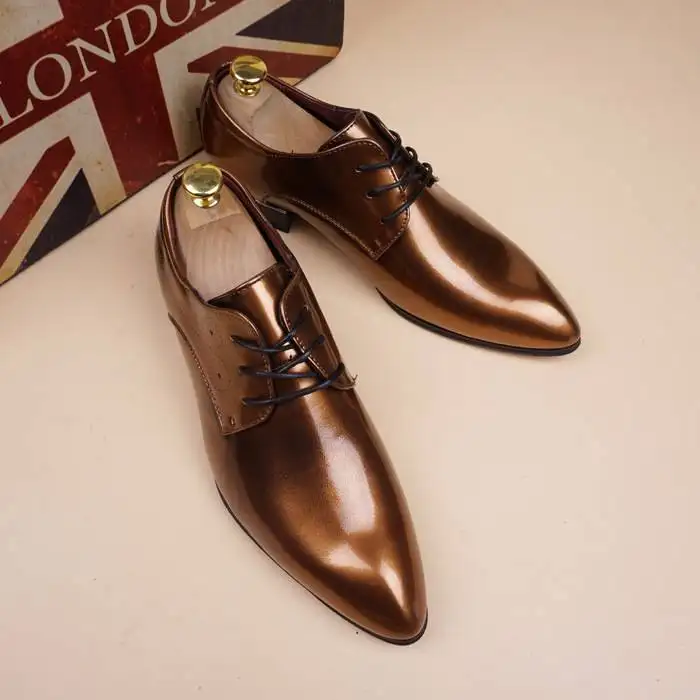 Korean fashion men pointed head England retro luxury party single leather shoes