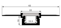 ALP6212 Profilé en alliage d'aluminium Led pour montage encastré avec couvercle givré