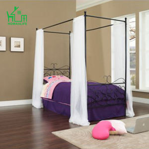 Elegante rondingen en regal details luifel smeedijzeren prinses bed met vier luifel berichten hebben ronde eindstukken op top - Product Image 5