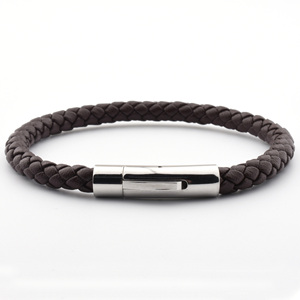 Gelang Pengencang Jepret Kulit Baja Tahan Karat Pria, Desain Sederhana Klasik - Product Image 4