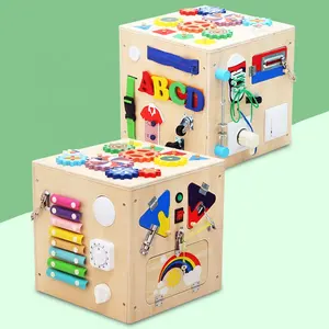 kids early learning alphabet switch zipper Multifunctional montessori intelligence wooden toy lock