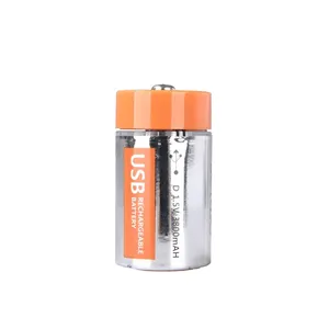 Li-polymer 1.5V 3800mAh D Size USB Rechargeable Batteries