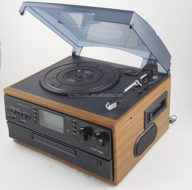 New Design Wooden Vinyl Record Player With Built-in Speaker
