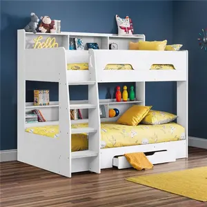 Custom Size Modern Twin Sleeper Wooden <strong>White</strong> <strong>Bunk</strong> <strong>Bed</strong> With Underbed Storage Drawer for Bedroom - Product Image 1