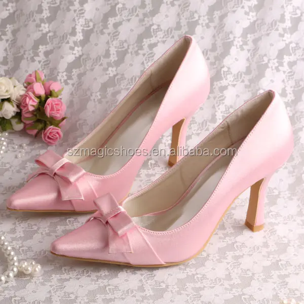 Pink Satin Heels Wedding Shoes Bride Size 40