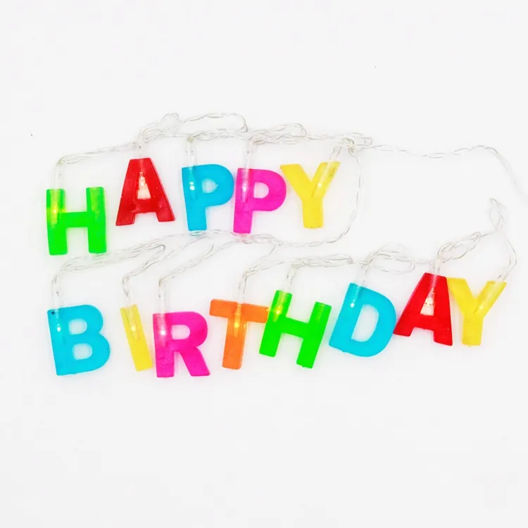 Guirlande lumineuse LED "Happy Birthday" colorée, décoration pour mur/chambre