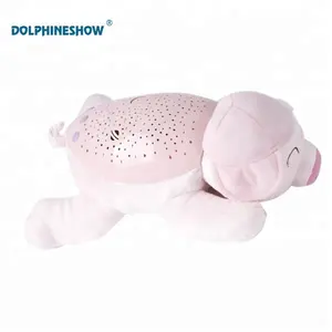 Hot Selling Pink Cartoon Plush animal Projector Toy Soft Stuffed Toys Projection With Colorful LED Light and Music