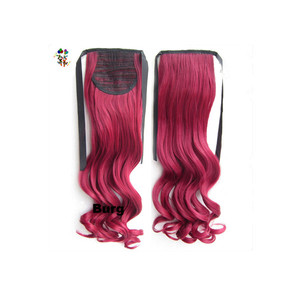 Extensions de cheveux naturels longs ondulés avec ruban enroulé pour femme, couleur rouge, HPC-0184 - Product Image 1