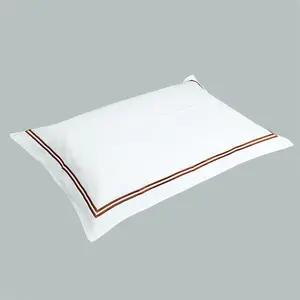 Wholesale custom white hotel luxury embroidered hotel bedding pillow case 100% cotton oxford design bulk pillowcase