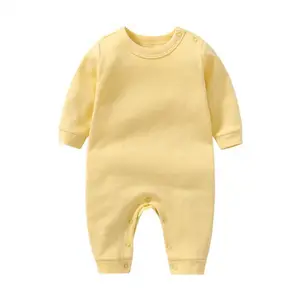 manufacturer h&m infant sets 100% cotton baby romper custom plain side snap autumn baby girl rompers