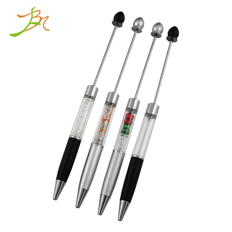 Freshest originality 2 in 1 Kids funny DIY beadable product combine jewelry beadable pens diy empty tube crystal pen