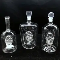 Bouteille de vodka en verre en forme de tête de mort avec bouchon en liège, bouteilles de whisky uniques, 750ml, 12 oz
