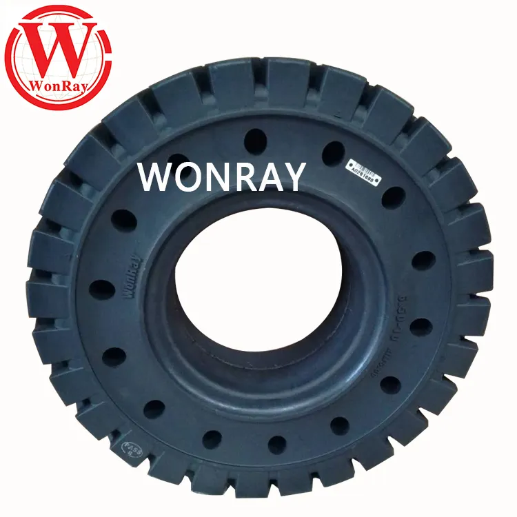 6.00-9 airless solid tires with holes for forklift truck wheel with rim assembly