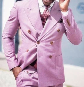 Op Maat Gemaakte Roze Heren Double-Breasted Bruidegom Mode Trouwjurk Banketjurk Heren Pak 2 Stuks Jas + Broek - Product Image 5