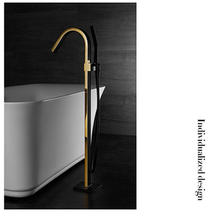 Popular oro cepillado independiente grifos <span class=keywords><strong>de</strong></span> montaje en piso bañera grifo con <span class=keywords><strong>ducha</strong></span> <span class=keywords><strong>de</strong></span> mano - Product Image 5