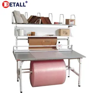 Meja Kemasan Standar Eropa E-commerce Shrink Wrap Cutter Kemasan Workbench dengan Nampan Skala