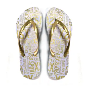 Sublimazione personalizzato pvc da sposa pantofola di flip-flop delle donne di stampa bianco flip flop per gli ospiti di nozze con d'oro della cinghia di