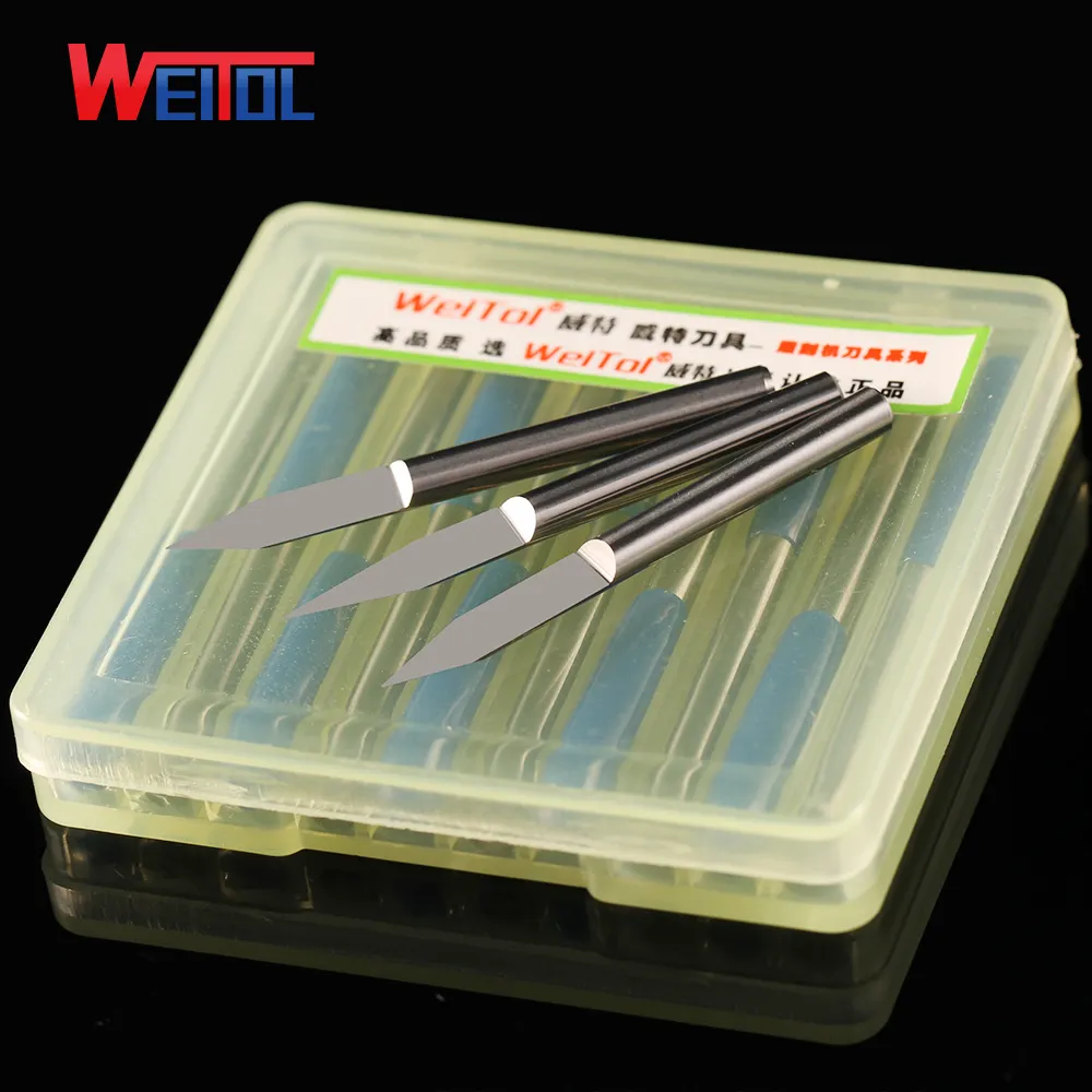 WeiTol 텅스텐 스틸 3.175 미리메터 (0.1-2 미리메터) 평평한 바닥 조각 비트 CNC 특수 도구