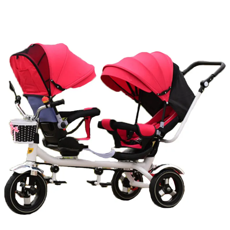 Best Selling baby stroller tricycle kids double seat tricycle for twins