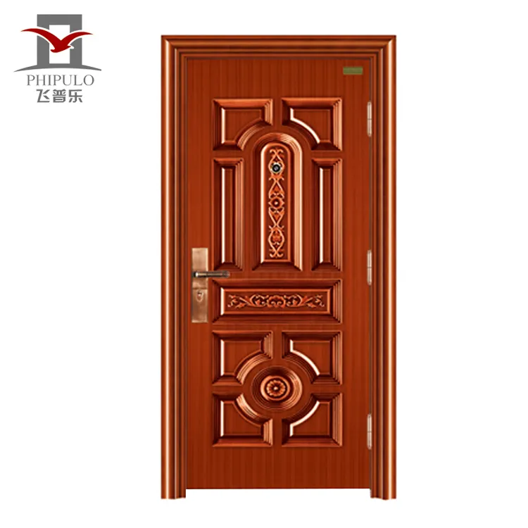 Hot koop kamer gate veiligheid luxe huis belangrijkste paars koperen kleur entry stalen deuren