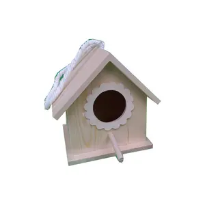 Unfinished Wood Bird Cage Box outer Door Hanging Cheap Wooden Bird House