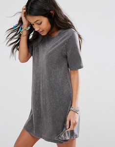 KY Wholesale Acid Snow Washed Black Scoop Neckline Keyhole Back Swing Beach <strong>Tshirt</strong> Dress - Product Image 3